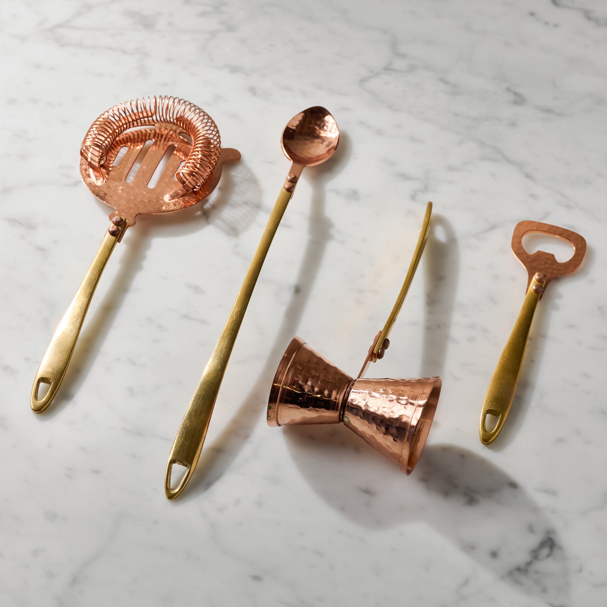 Hammered Copper and Gold Strainer