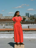 Coastal Poplin Elia Smocked Dress - Poppy Red