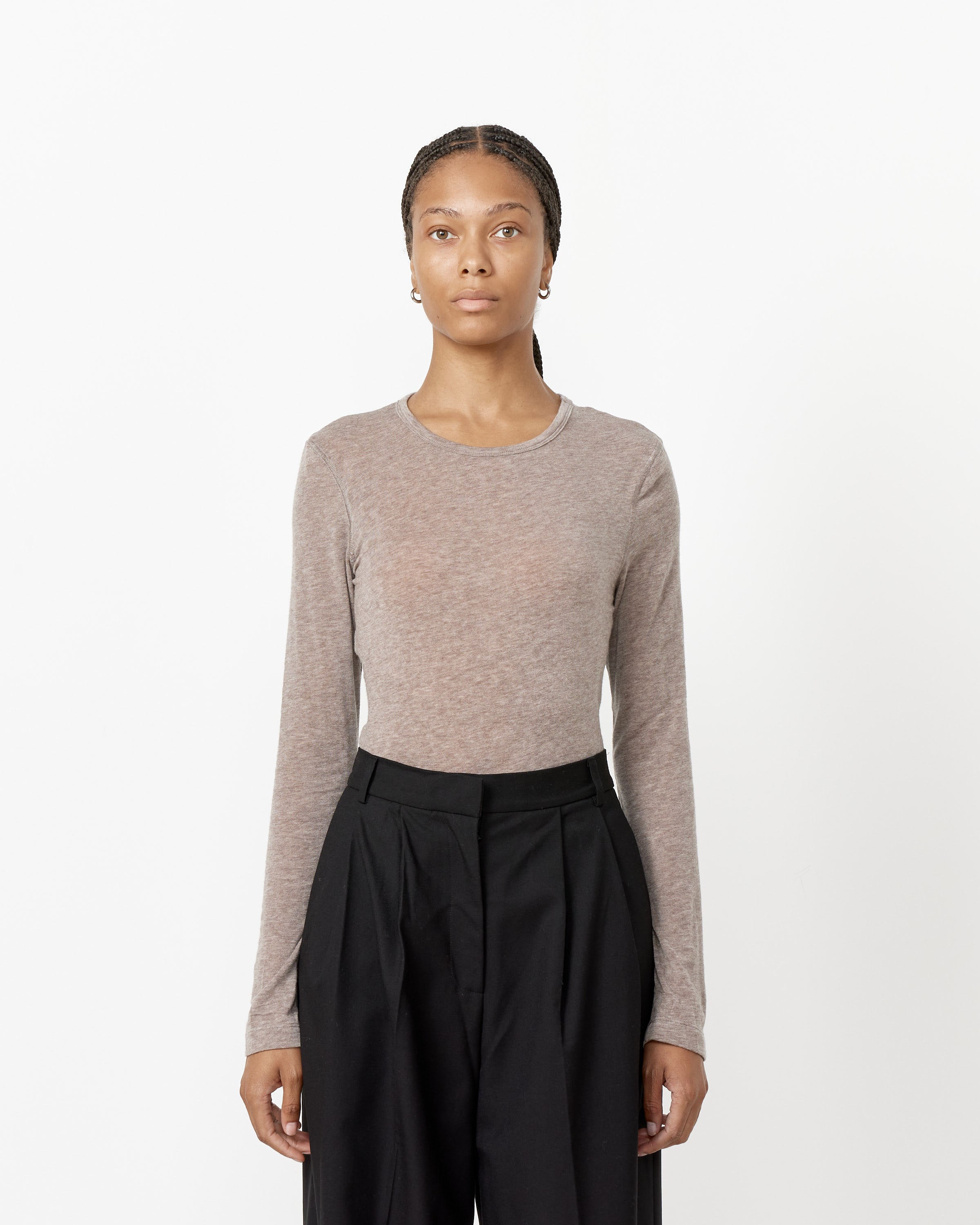 Wool Tencel Crew Neck Top
