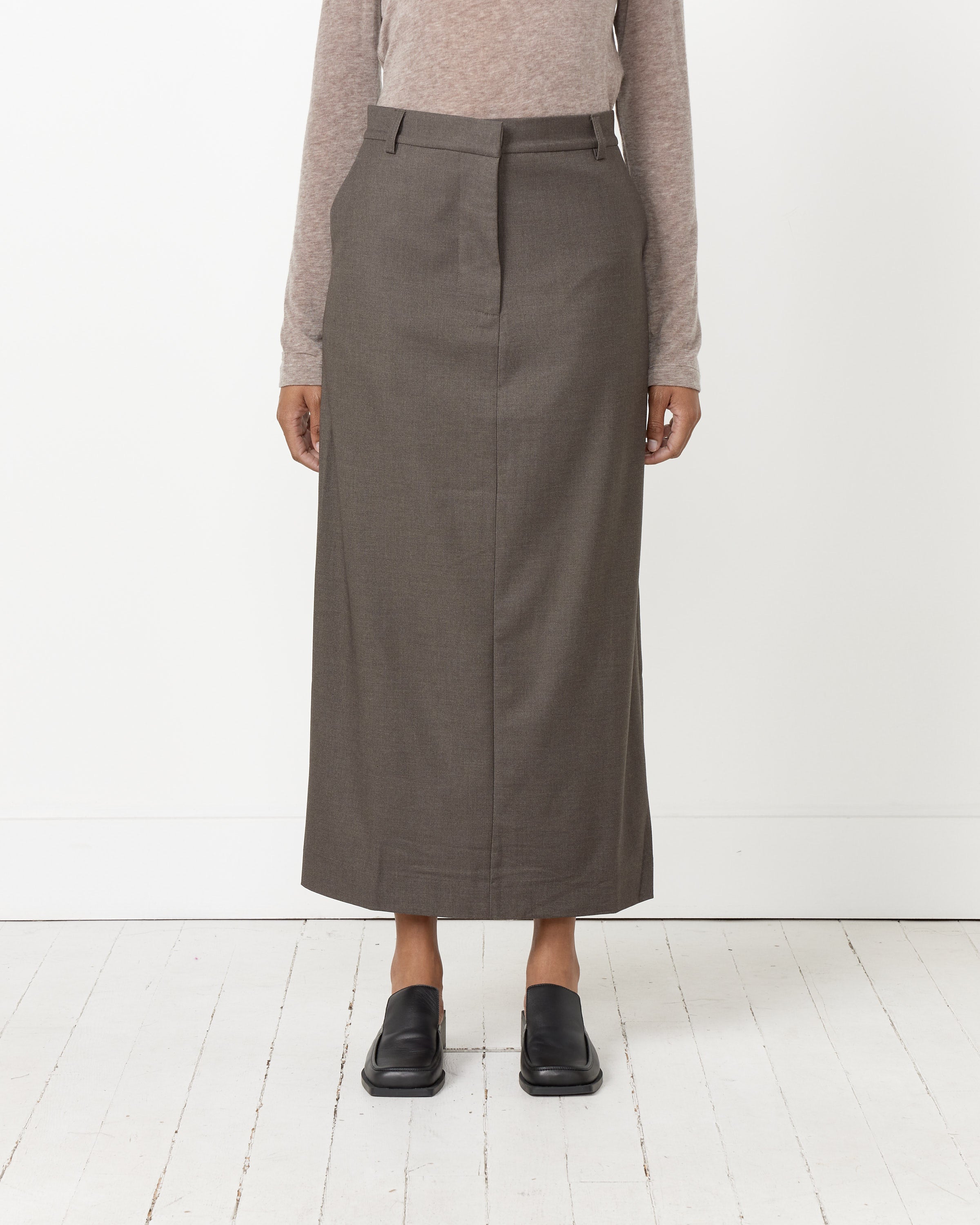 Wool Blend Midi Skirt