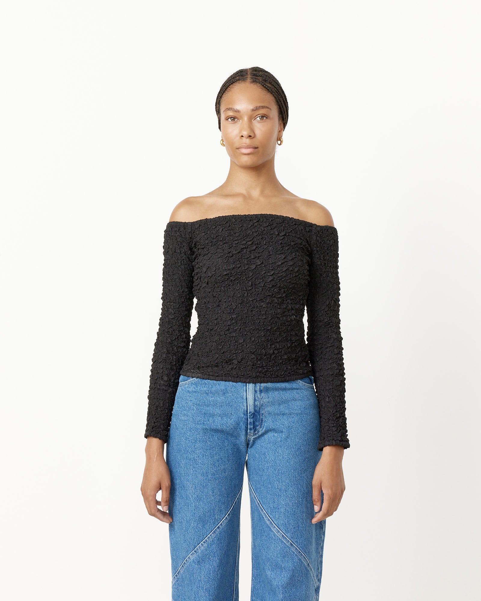 Off-Shoulder Smock Blouse