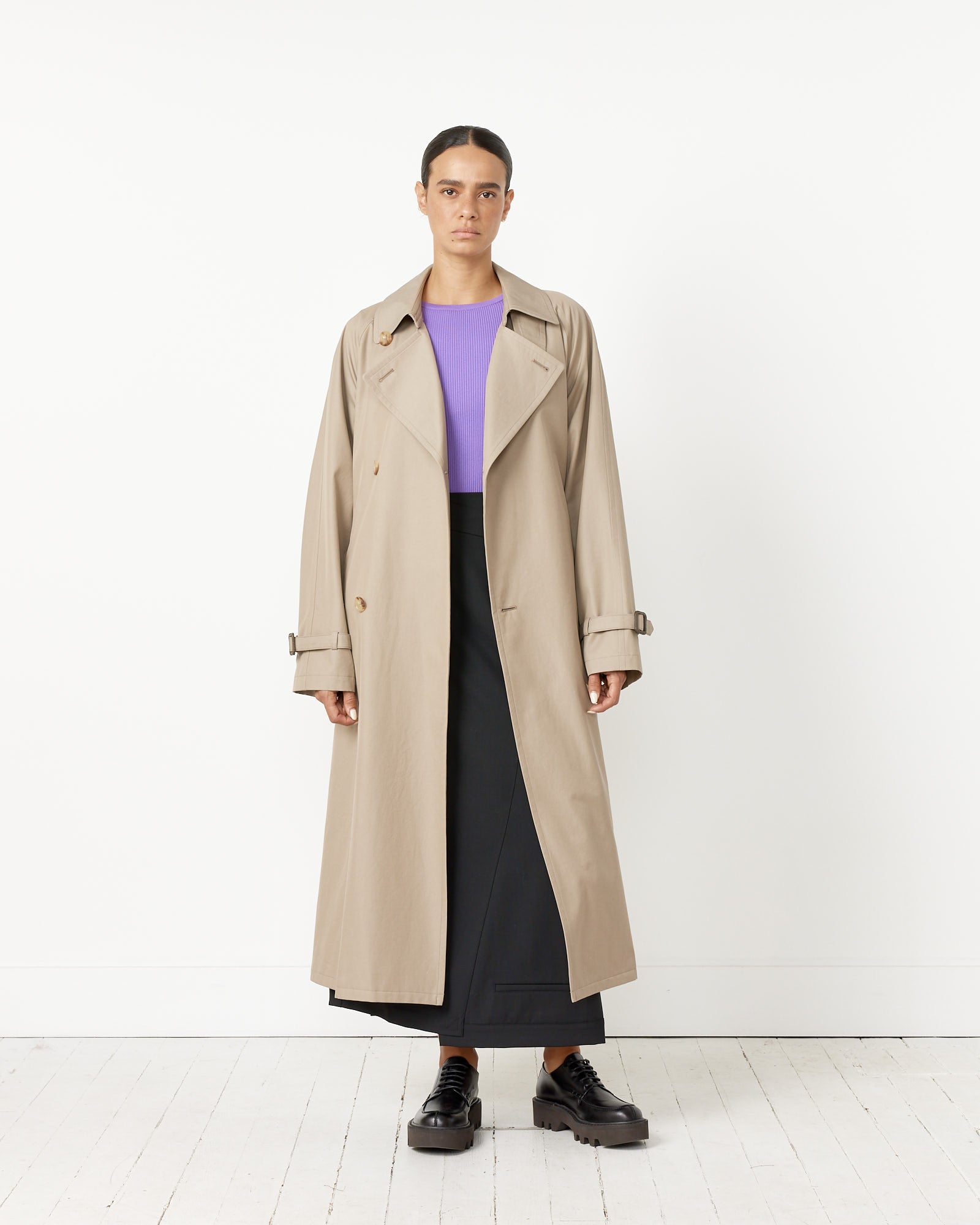 Washed Fine Chambray Trench Coat