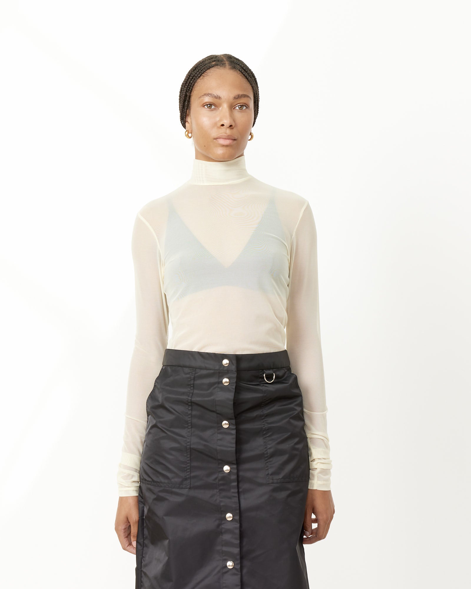Long Sleeve Mesh Mockneck