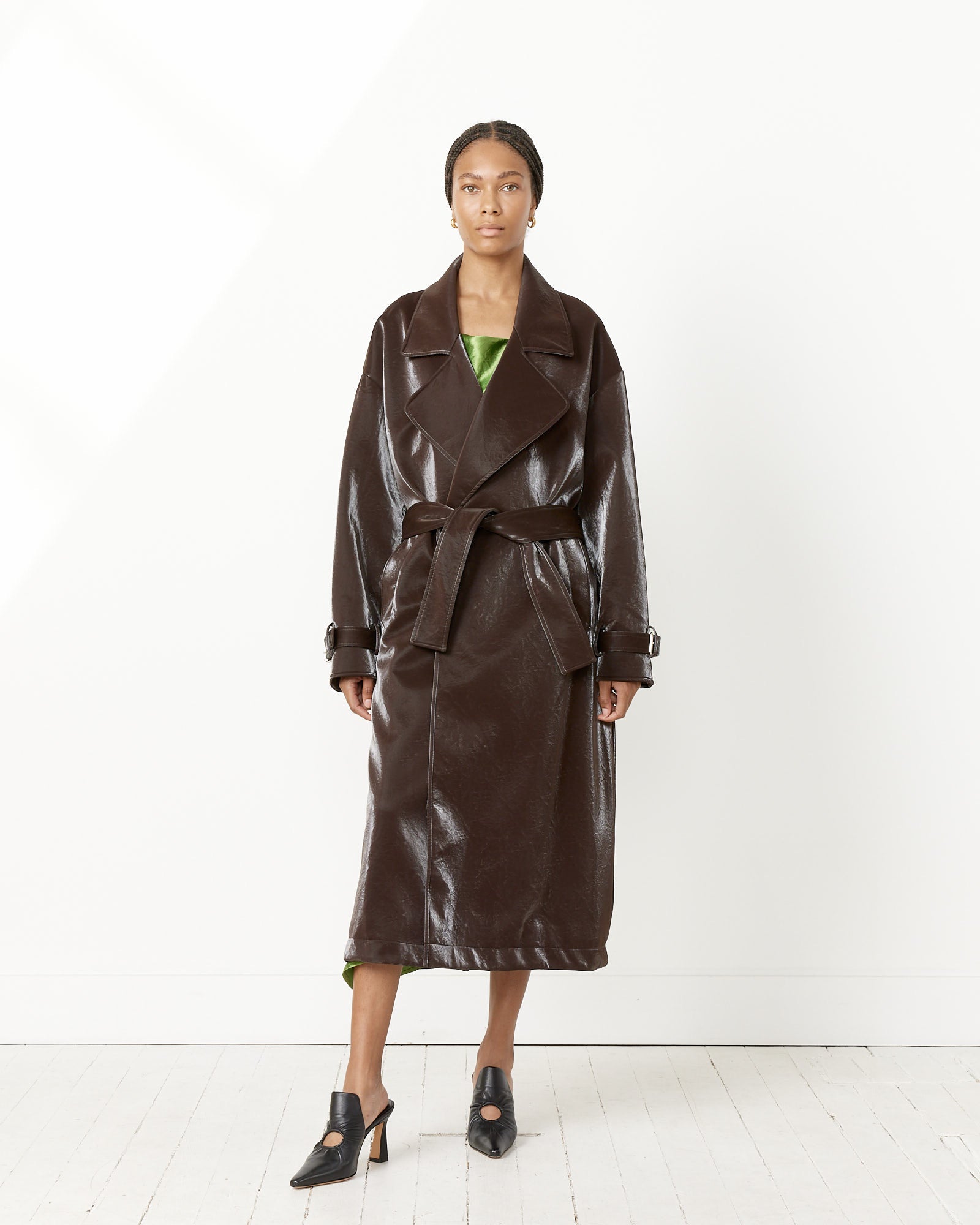Oversize Faux Leather Trench