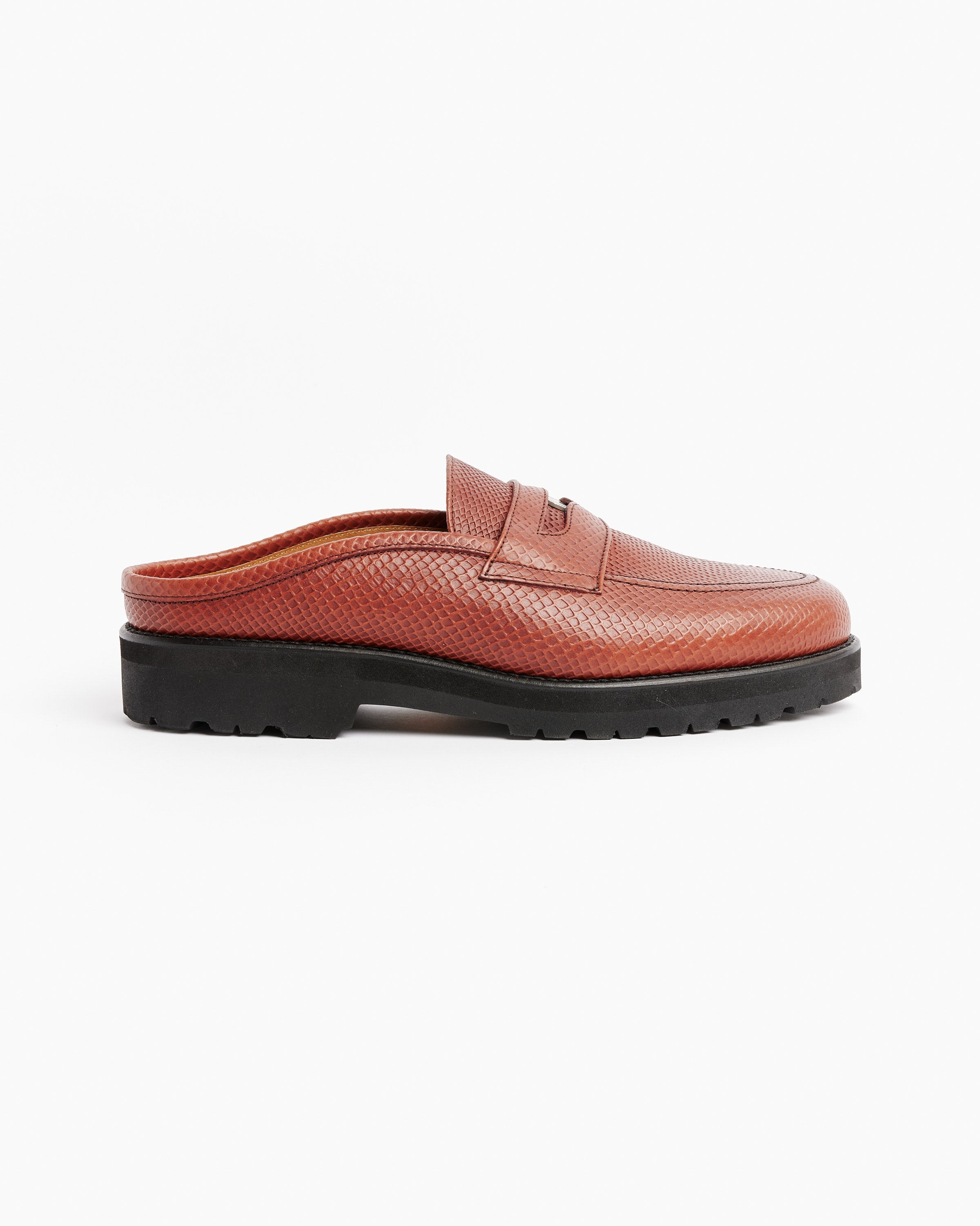 Coin Loafer Mule in Snake Brown