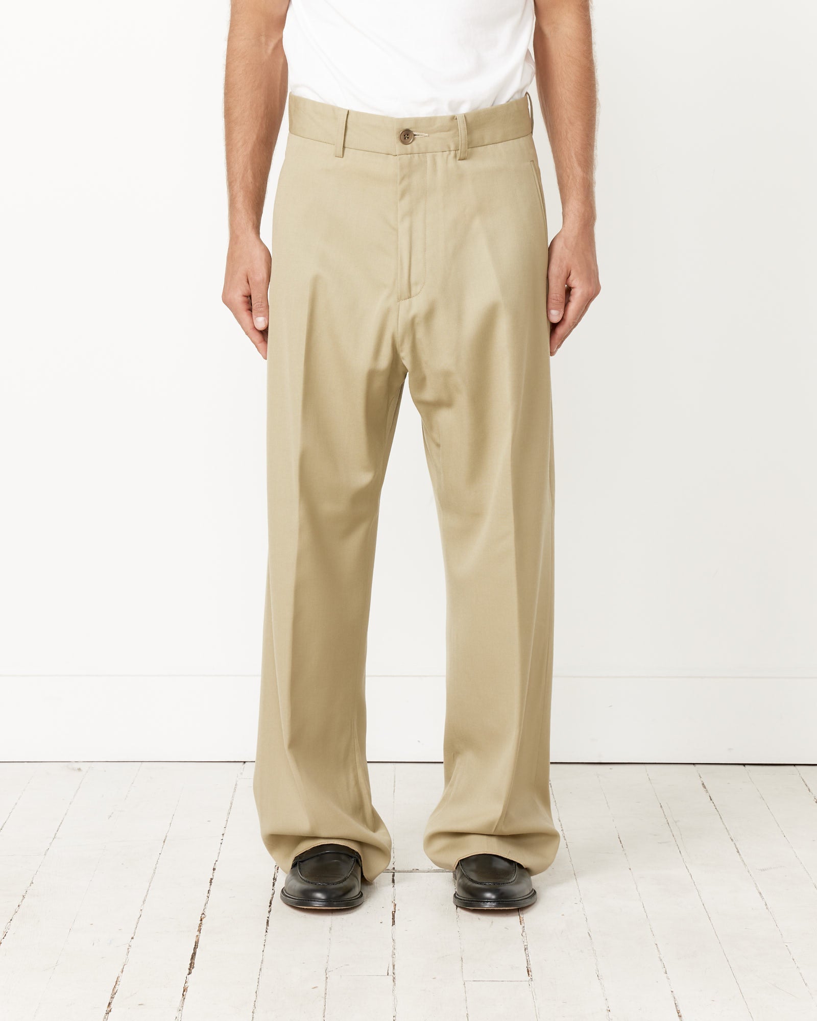 Jazz Pant in Italian Wool Gabardine Sesame