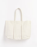 Washed Canvas 6 Pockets Tote in White Medium