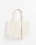 Washed Canvas 6 Pocket Tote Bag in White Small