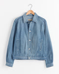 Faded Light Denim Blouson in Light Indigo