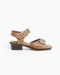 Square Heeled Sandals in Dark Tobacco