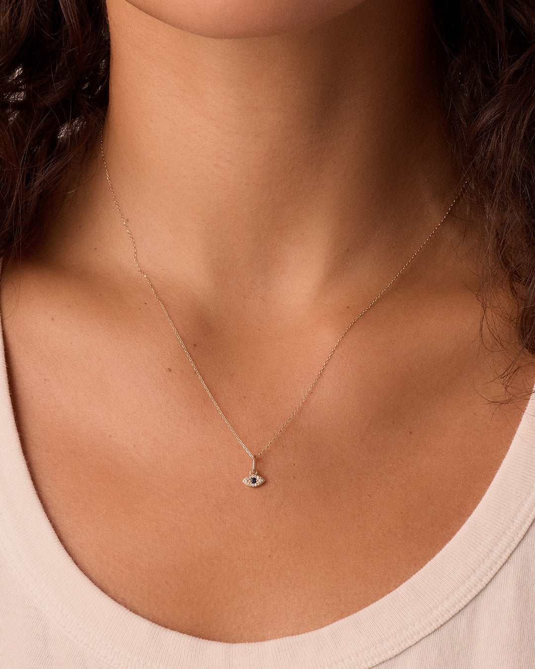 Diamond and Blue Sapphire Evil Eye Charm