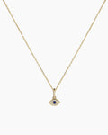 Diamond and Blue Sapphire Evil Eye Charm Necklace