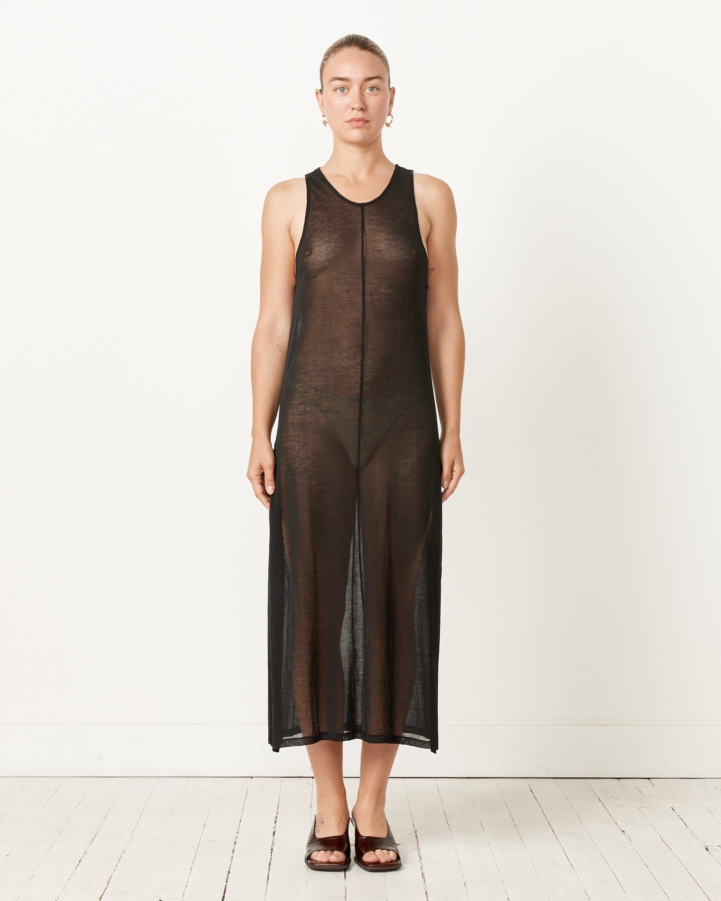 Cotton Gauze Dress in Black