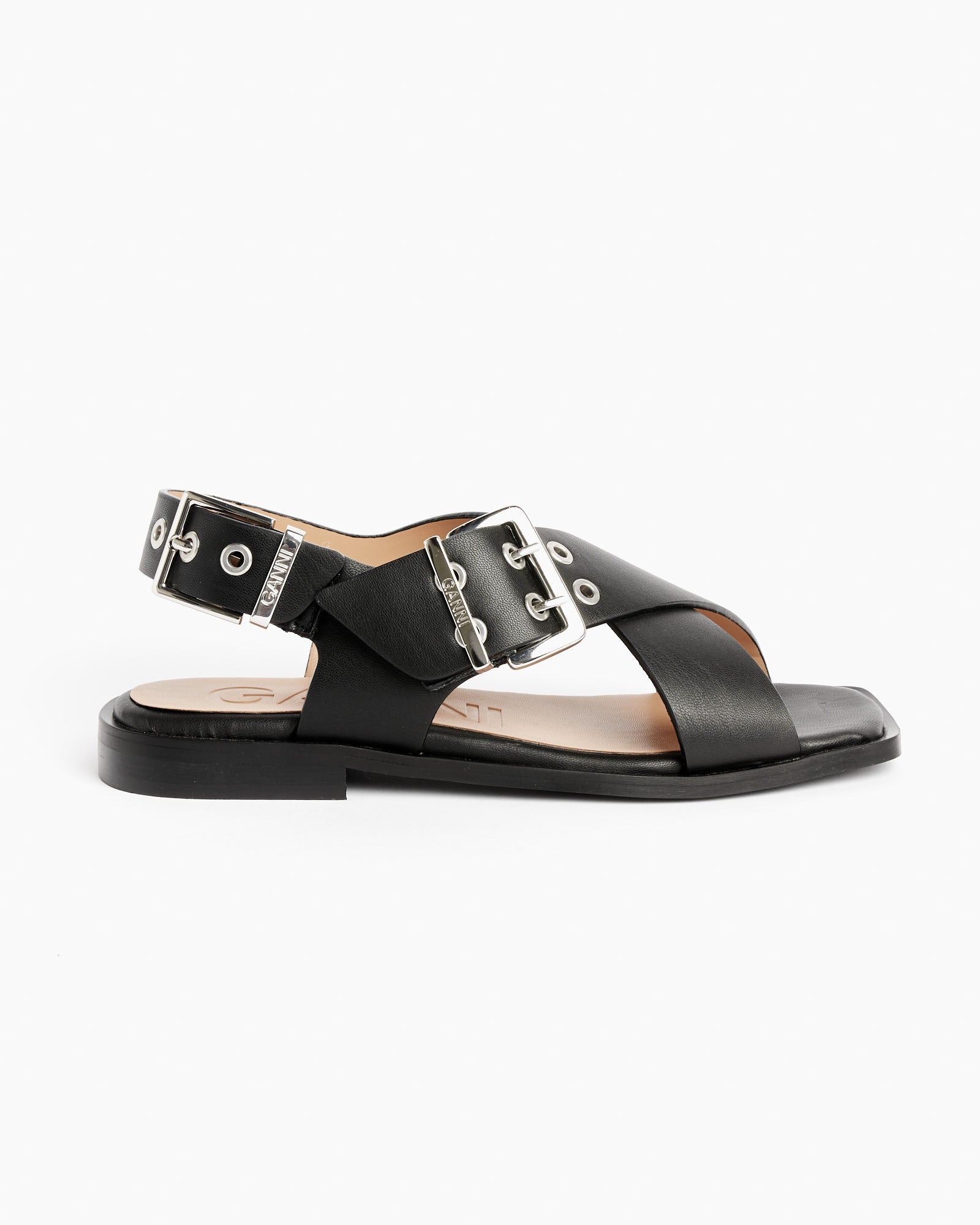 Feminine Buckle Strap Sandal in Black