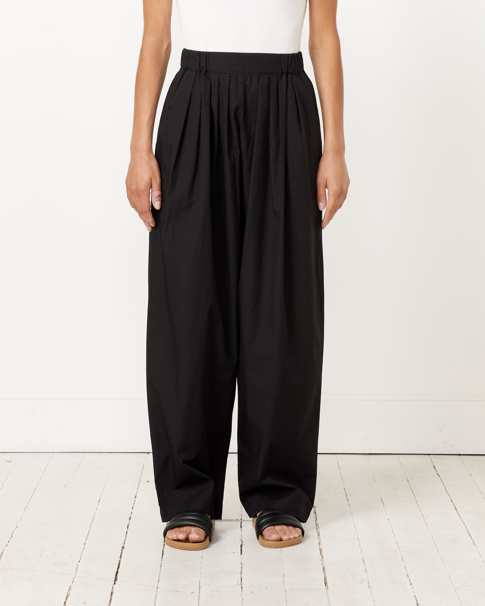 Straight Draped Pants in Black