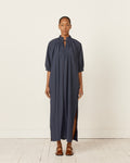 Shirred Dress in Navy