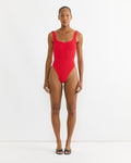 Square Neck Swimsuit in Red