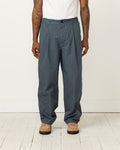 Deep Tuck Pant in Teal Blue