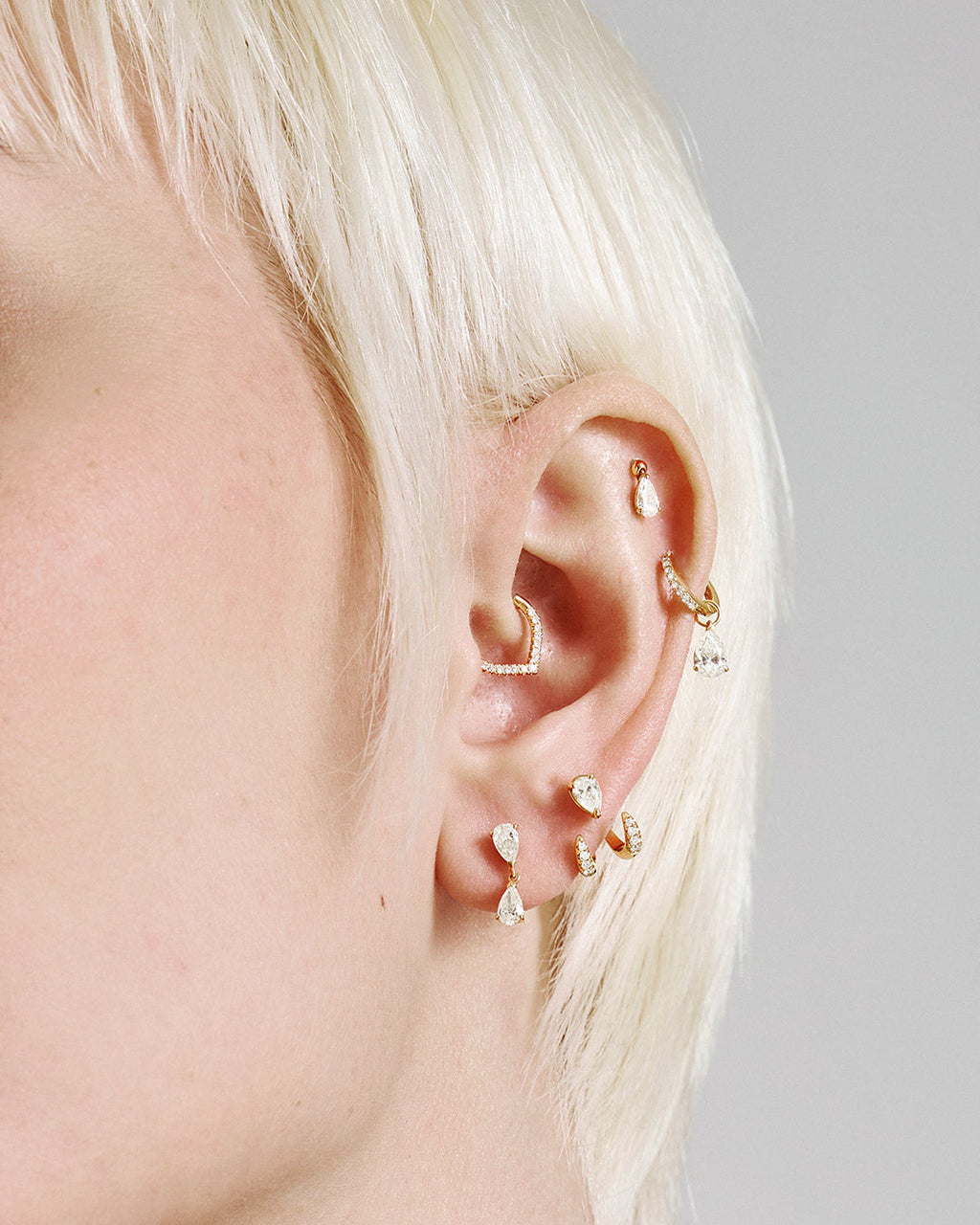 ARABELLA | Pear Lab Grown Diamond Dangle Threadless Flatback Earring