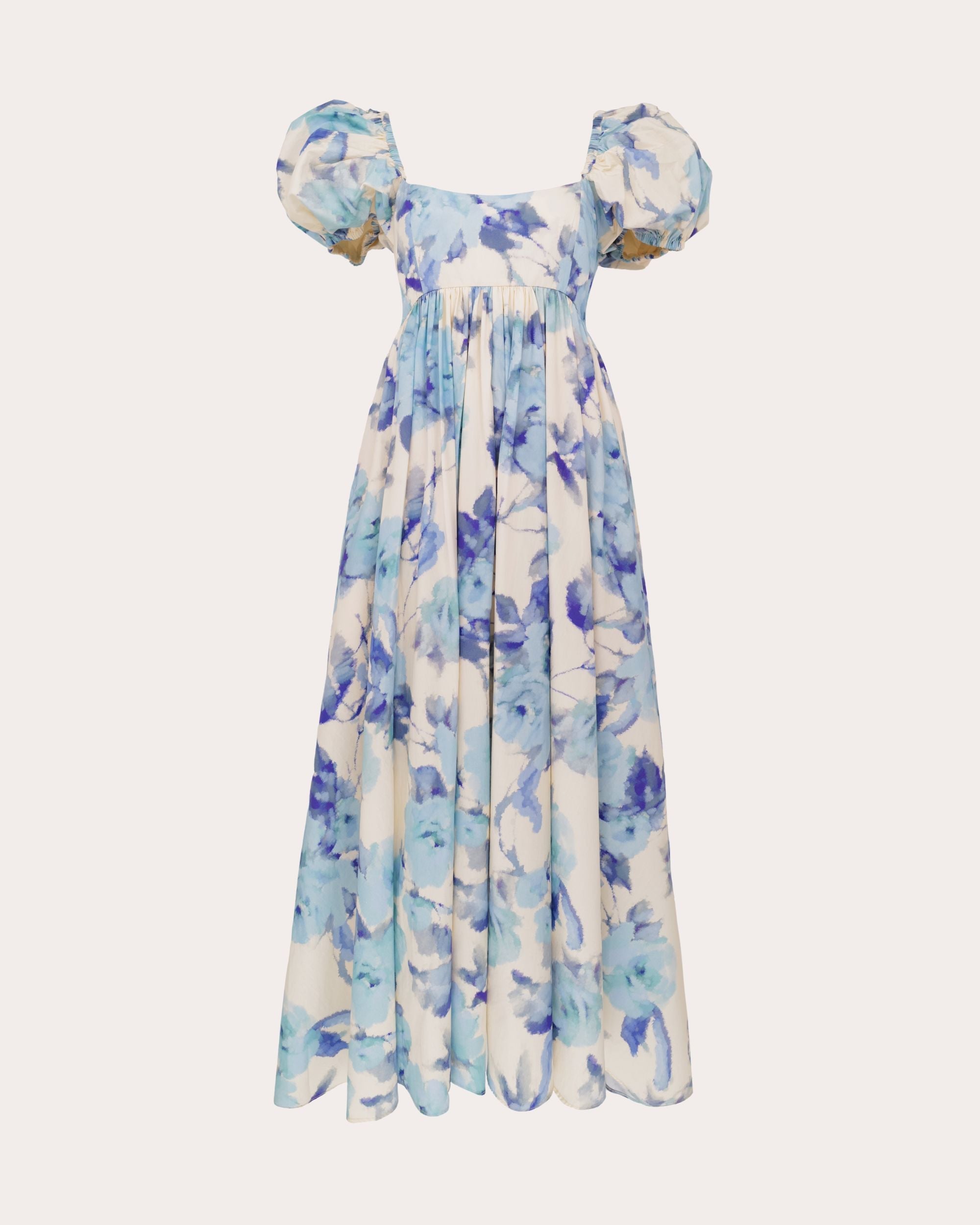 Rory Floral Cotton Poplin Puff-Sleeve Midi Dress
