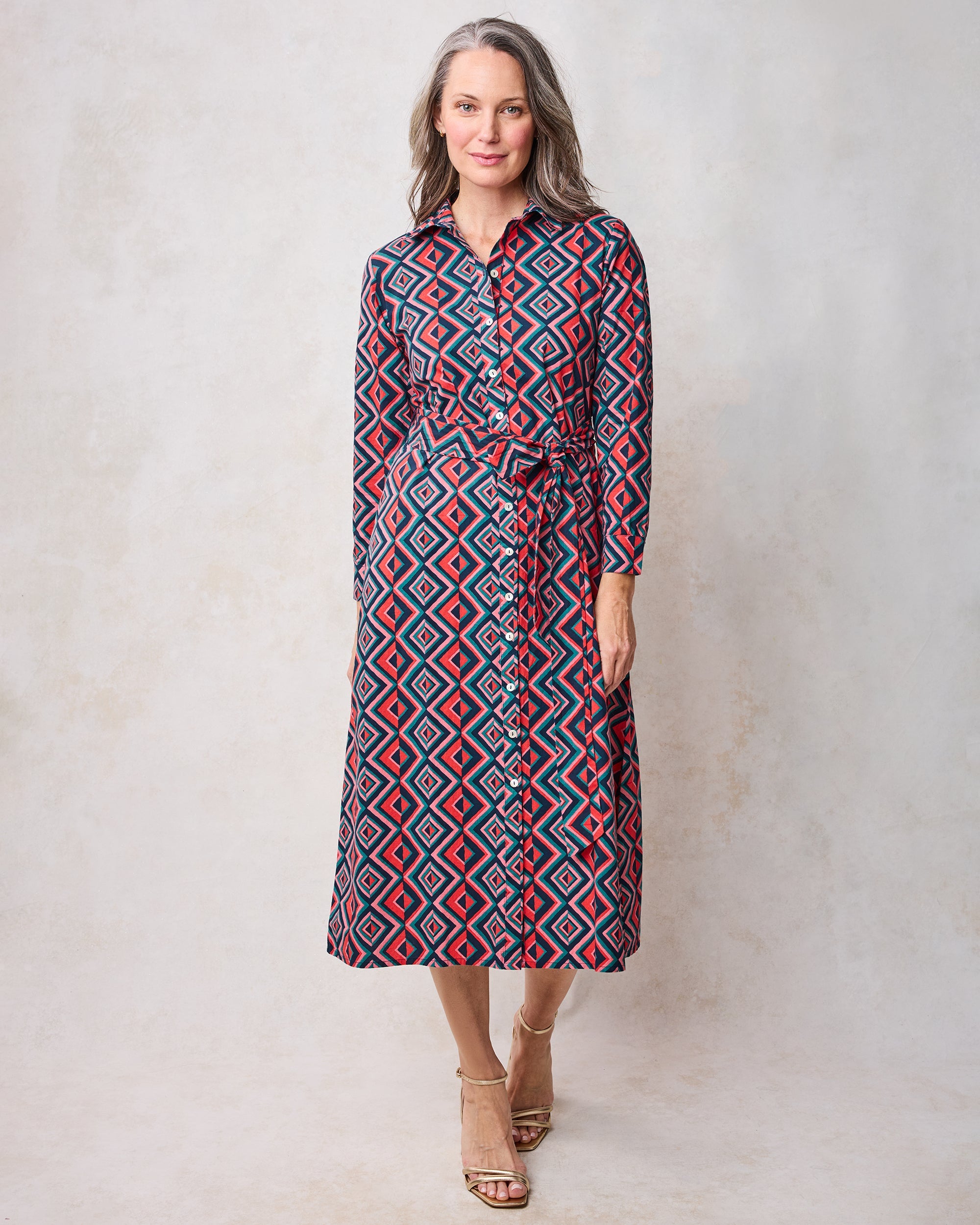 Kaleidoscope Diamond - Monaco Dress - Navy/Red