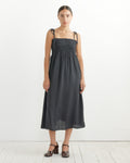 Habotai Midi Strap Dress in Black