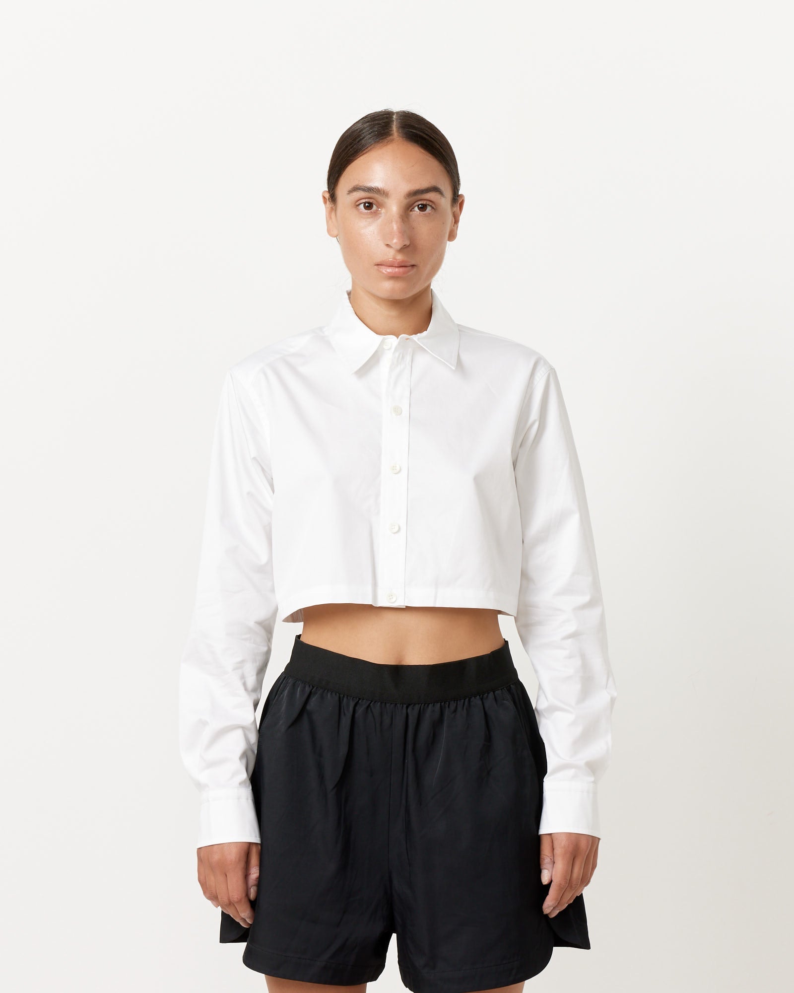 Eco Poplin Cropped Shirt in White