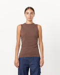 Shirred Crewneck Top in Cacao
