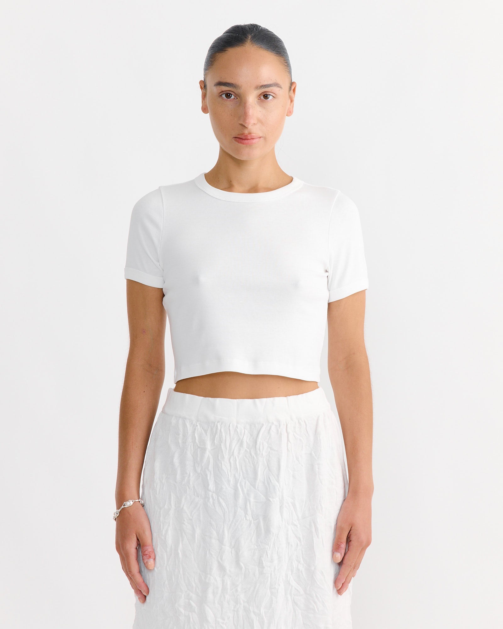 Car Crop Tee in White