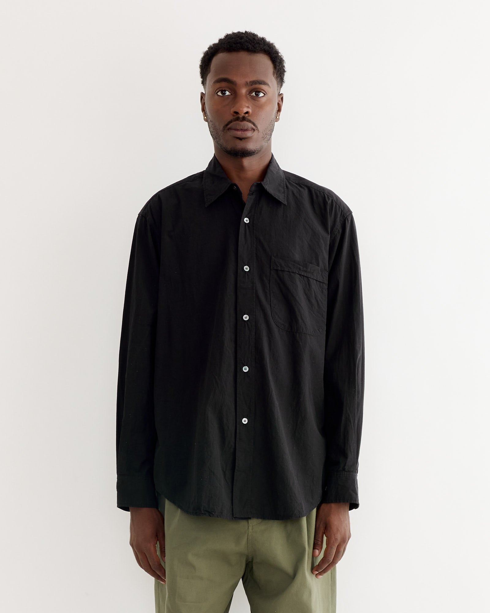 Gio Shirt in Crushed Cotton Black