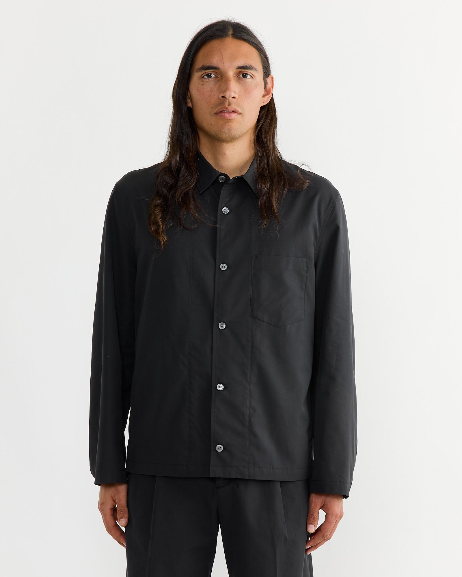 Notte Shirt in Silky Cotton Poplin Black