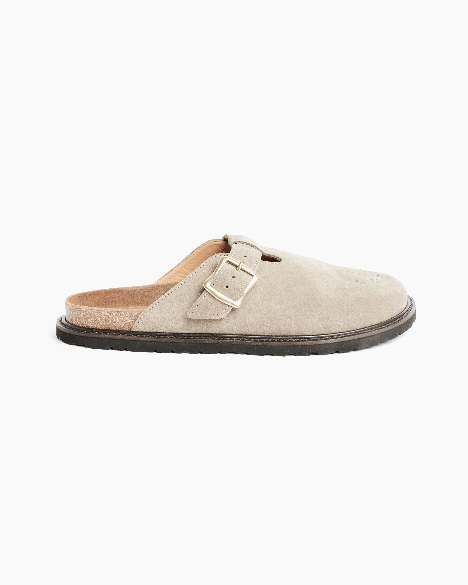 Buggs Suede Mule in Khaki Beige