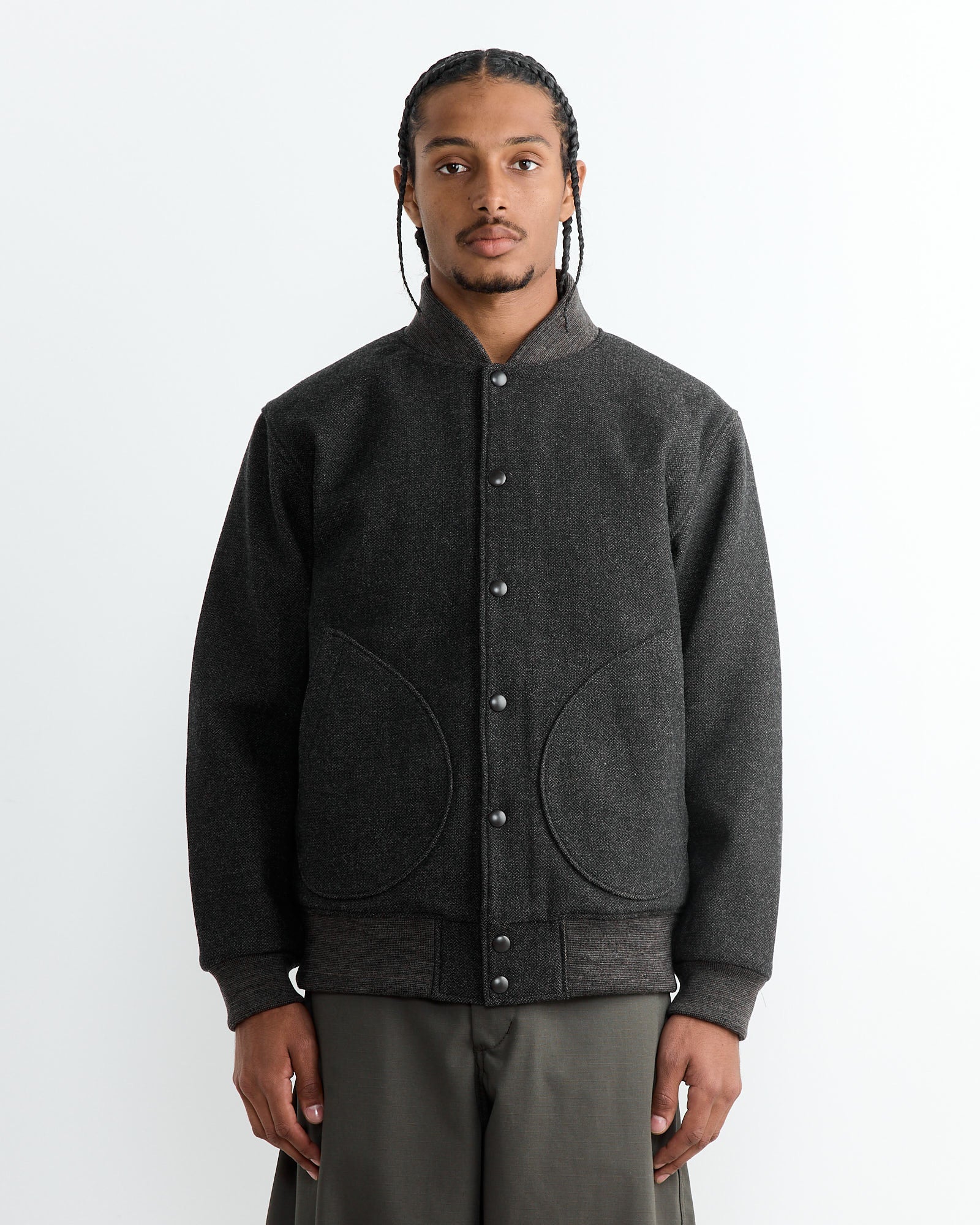 Melton Award Jacket in Black Mix