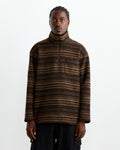 Zip Mock Sweater in Brown Stripe