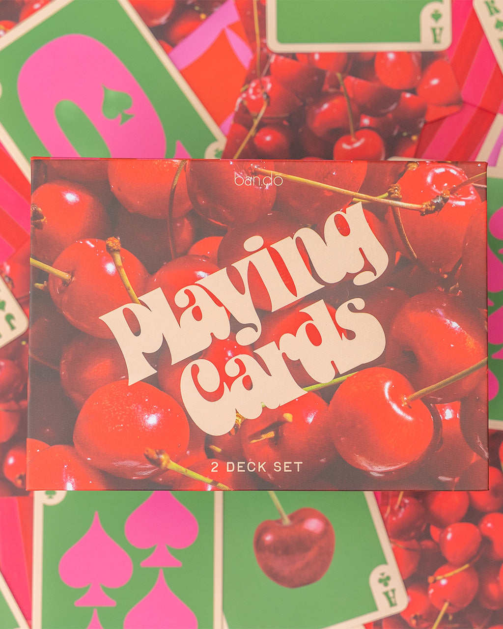 Game Night! Double Deck Playing Cards - Cherry Stripe