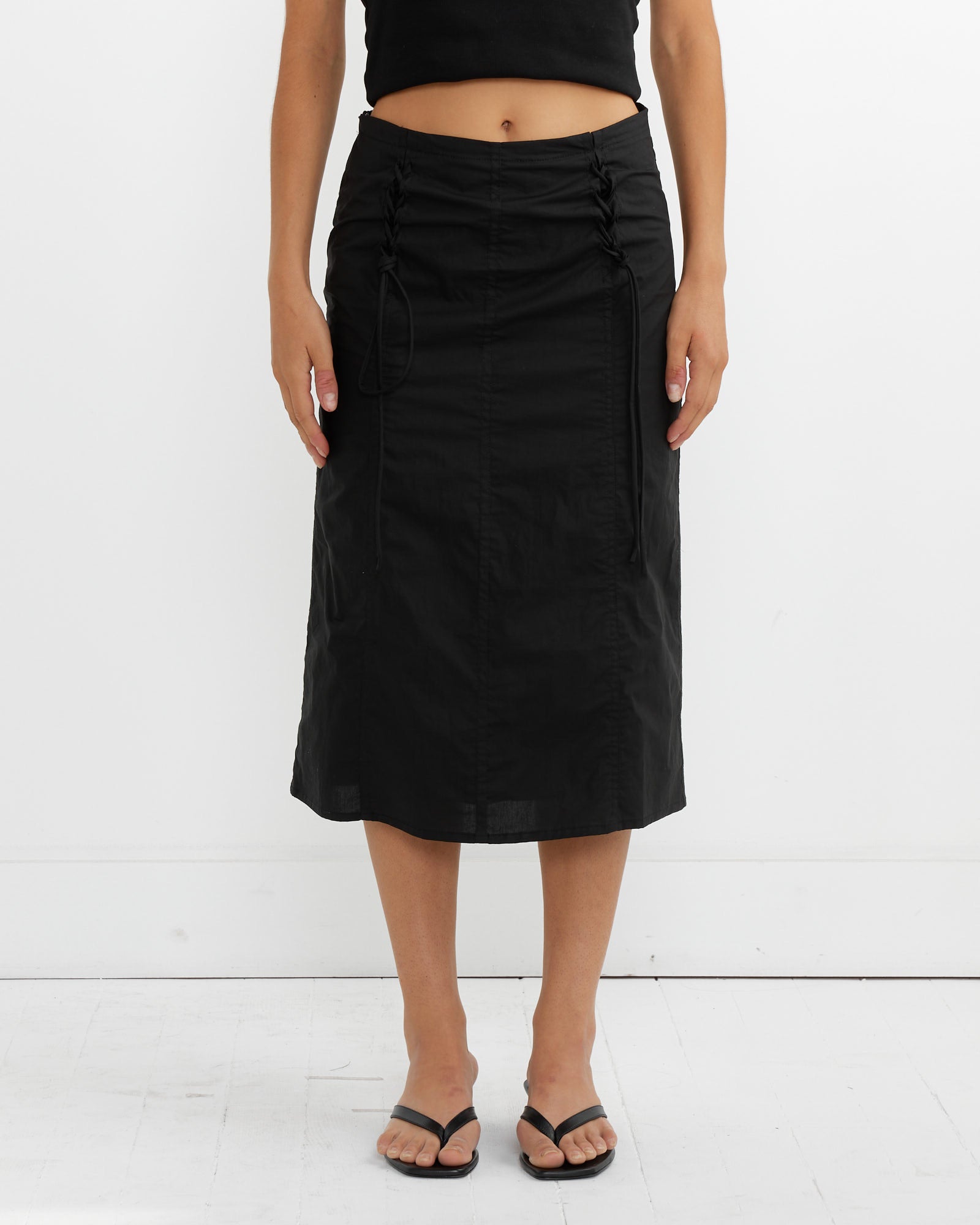 Double Lace Up Skirt in Black