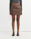 Lamb Leather Mini Skirt in Dark Brown