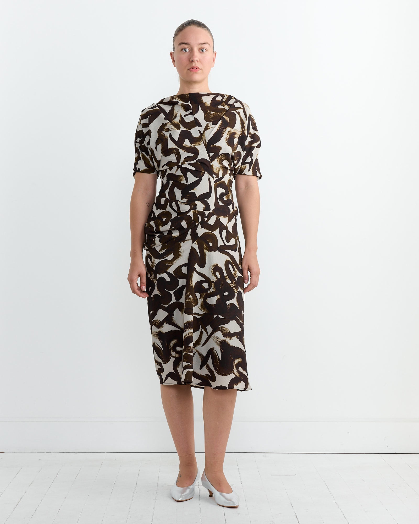 Draped Dress in Brown