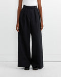 Pleated Wide-Leg Pants in Black