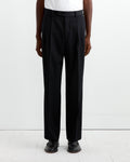 Light Wool Gabardine Two Tuck Trouser in Top Black