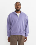 Elasticated Sweat Half Zip Pullover in Purple