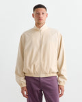 Tropical Wool Zip Blouson in Ivory Beige