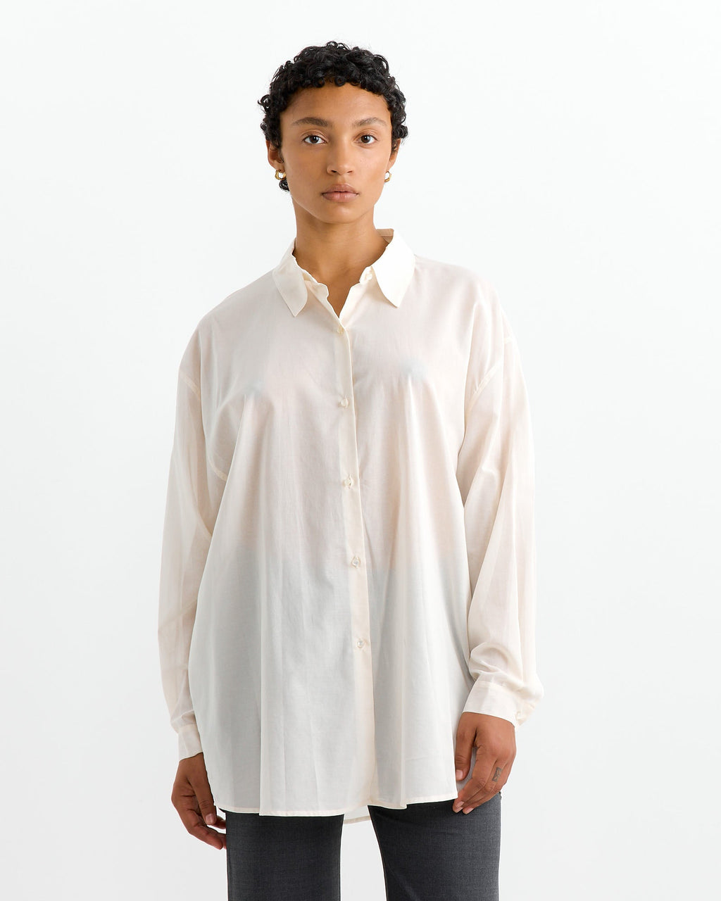 Sheer Cotton Classic Shirt in Ecru