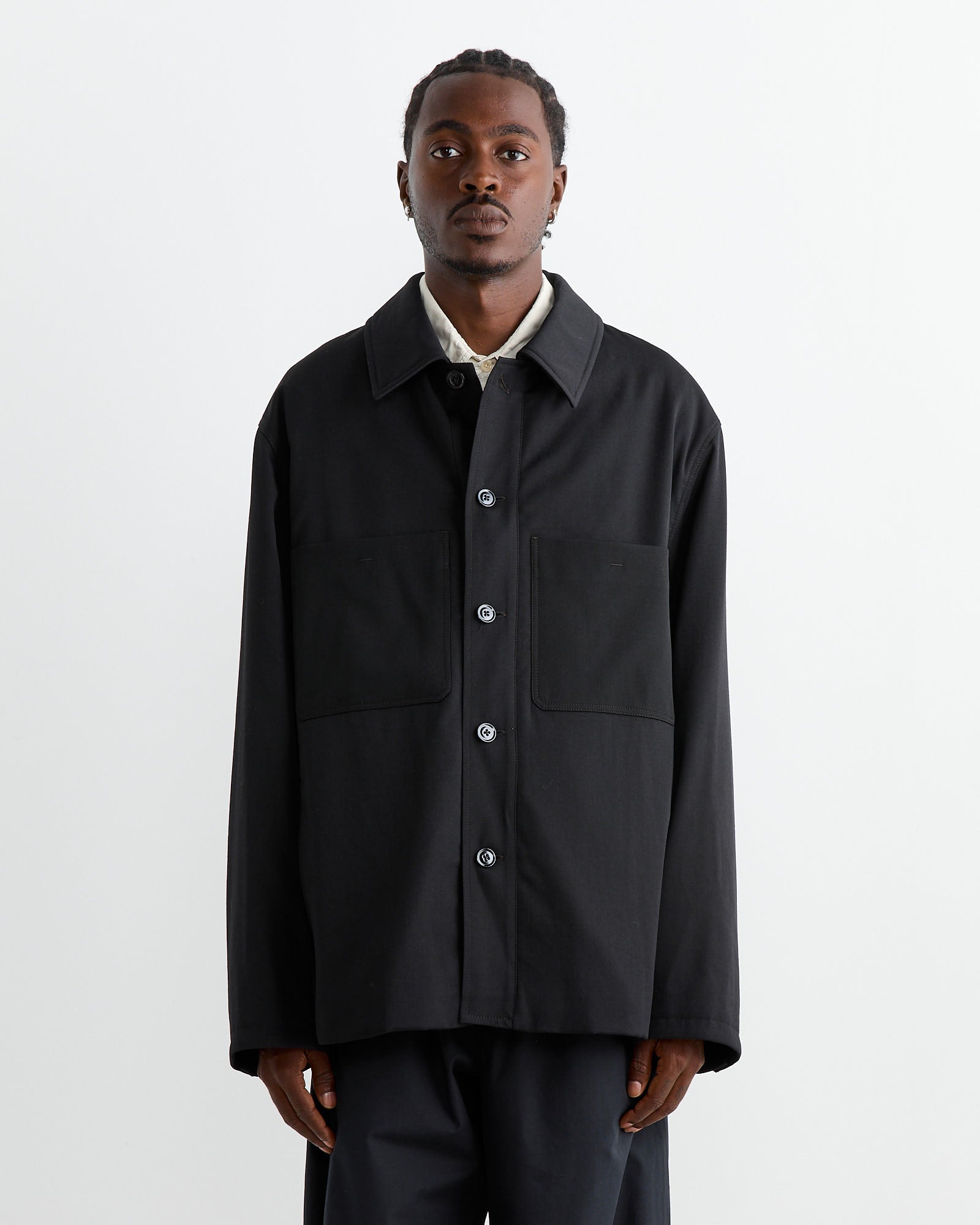 Wadded Facing Blouson in Black