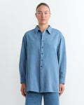 Twisted Denim Shirt in Snow Blue