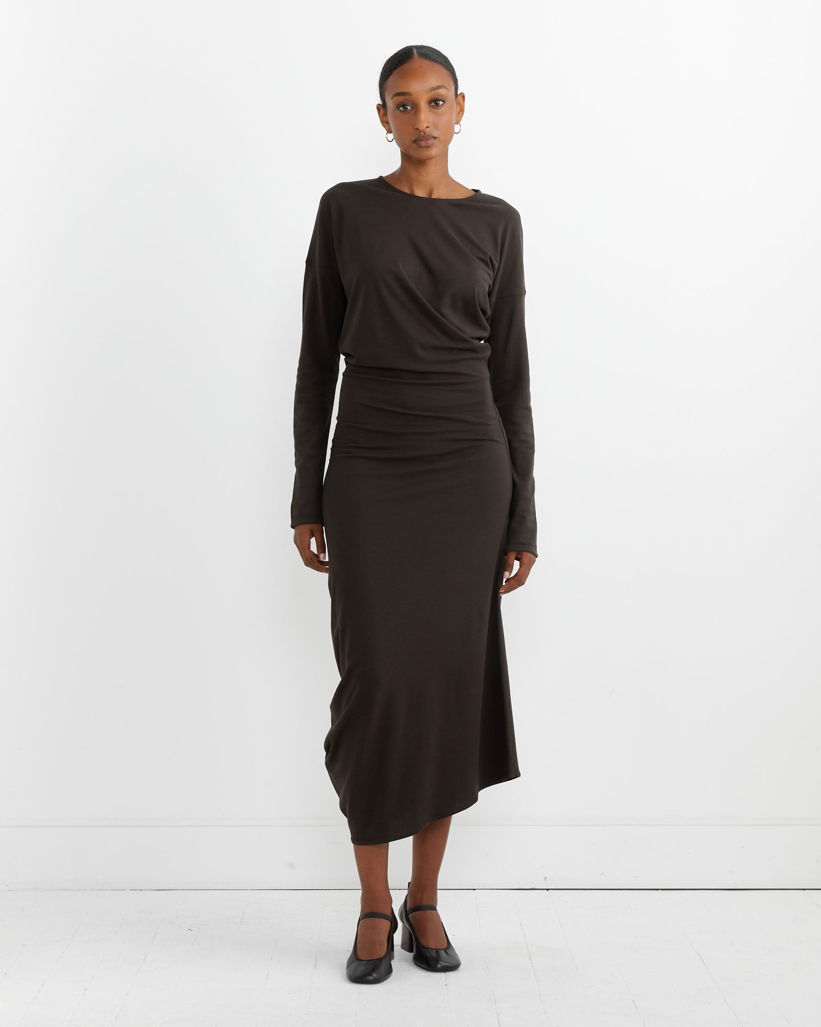 Twisted Dress in Dark Espresso