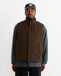 Stand Collar Padded Vest in Brown