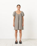Capped Sleeve Dress in Khaki Check