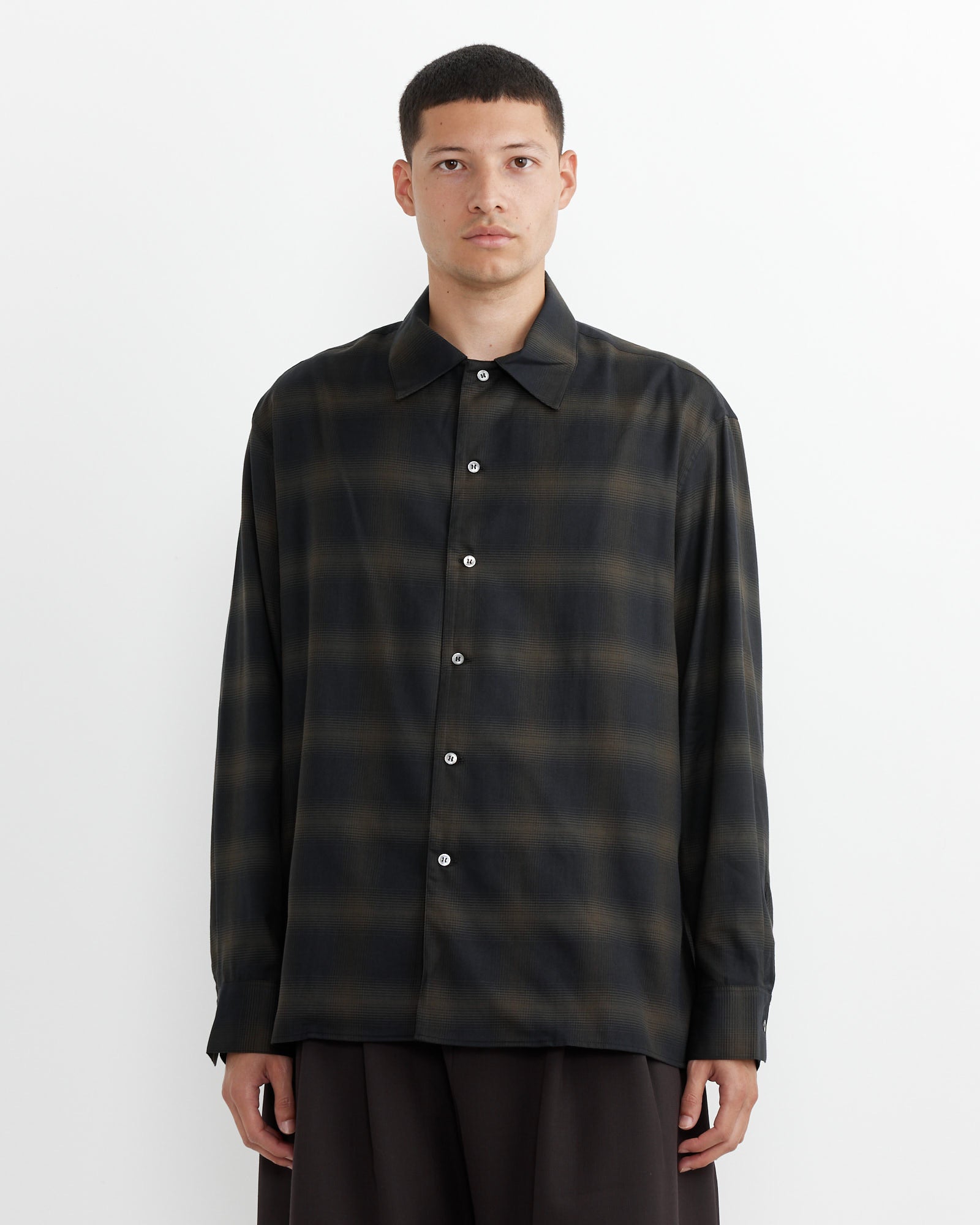 Ray Shirt in Black/Chocolate Brown