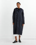 Eco Nylon Hooded Coat in Midnight Navy